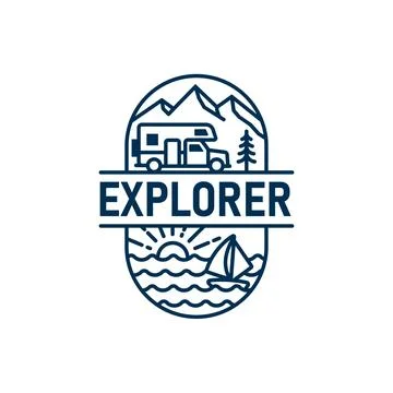 Explorer Line Logo Design Template Stock Illustration