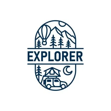 Explorer Line Logo Design Template Stock Illustration