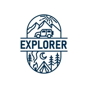 Explorer Line Logo Design Template Stock Illustration
