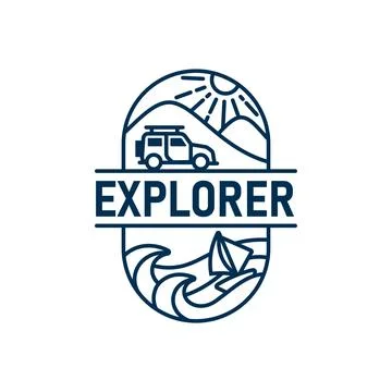Explorer Line Logo Design Template Stock Illustration