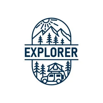 Explorer Line Logo Design Template Stock Illustration