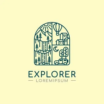 Explorer Line Logo Design Template Stock Illustration