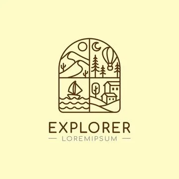 Explorer Line Logo Design Template Stock Illustration