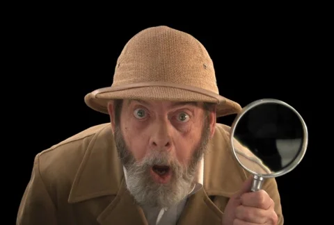 Explorer with Magnifying Glass  Front Stock Footage 754231