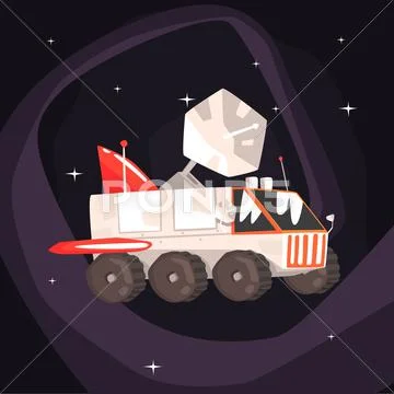 Explorer Rover Car With Wings And Satellite Dish Stock Illustration