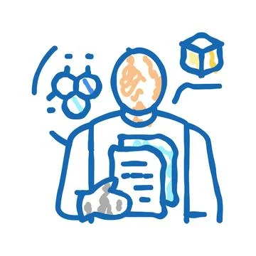Explorer scientist worker icon doodle illustration Stock Illustration