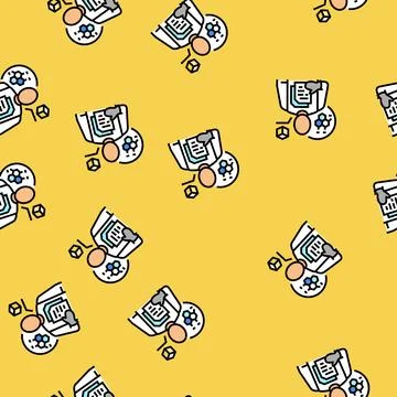 Explorer scientist worker vector seamless pattern Stock Illustration