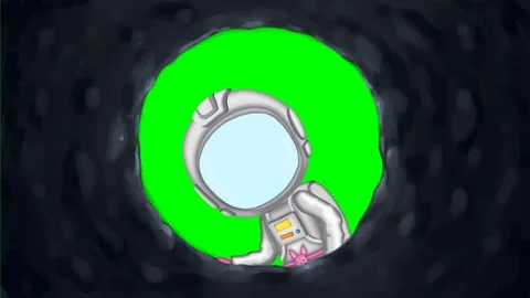 Explorer in spacesuit conducting research on Moon/Mars on green screen. Stock Footage 295535644