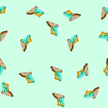 Explorer with telescope geographical isometric icon seamless pattern Illustrazione stock