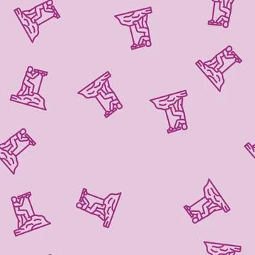 Explorer with telescope geographical line vector seamless pattern Stock Illustration