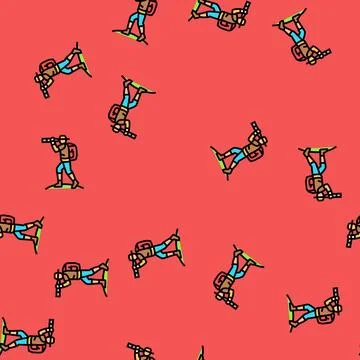 Explorer with telescope geographical vector seamless pattern Illustrazione stock