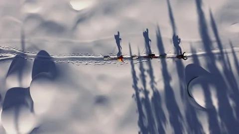 Explorers pulling sleds across snowy landscape Stock Footage 309897880