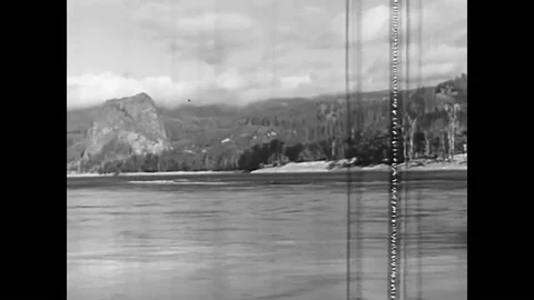 Explorers William Clark and Meriwether Lewis speak with Native American Stock Footage 85768100