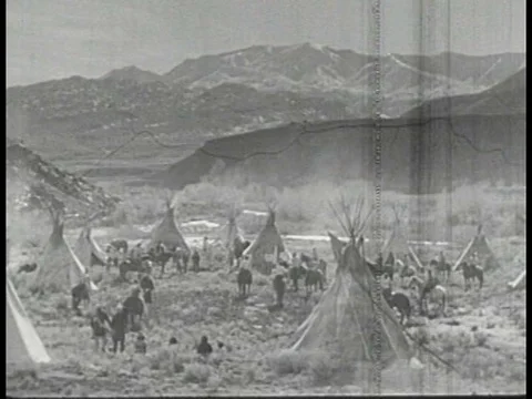 Explorers William Clark, Meriwether Lewis, Toussaint Charbonneau and Native Stock Footage 79467569