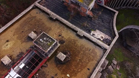 Exploring abandoned rooftops covered in nature's reclaiming touch Stock Footage 327144384