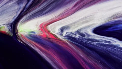 Exploring Abstract Fluid Art featuring Vibrant Colors and Dynamic, Captivating Stock Footage 303609015