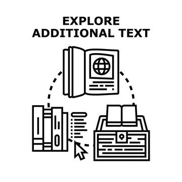 Exploring additional text for information knowledge and education Stockillustratie