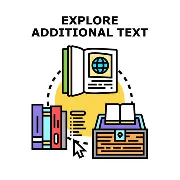 Exploring additional text for information knowledge and education Ilustración de archivo
