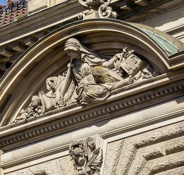 Exploring the Aged Architecture of Paris Medieval Palais Du Rhin 스톡 사진