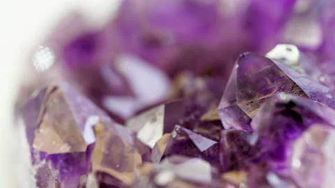 Exploring amethyst crystals and their natural beauty in close detail Stock Footage 328320346