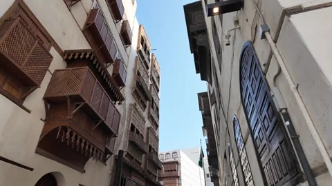 Exploring the ancient architecture of Al-Balad, Historic District of Jeddah Stock Footage 306288197