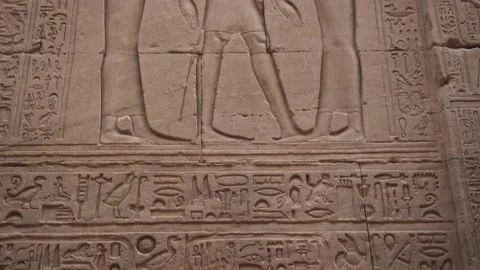 Exploring Ancient Edfu Temple in Egypt in the Morning Video stock 234576855