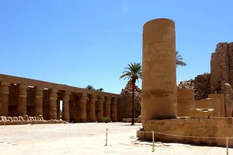Exploring the Ancient Karnak Temple Complex With Columns and Sphinx Statues.. Stock Photos