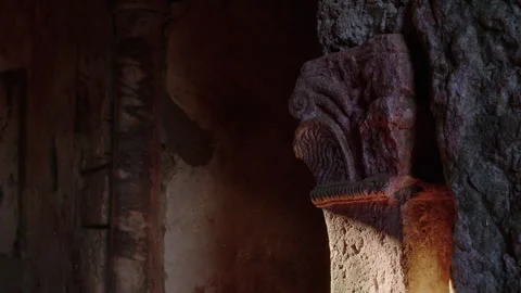 Exploring ancient ruins and artifacts in a fascinating archaeological site Stock Footage 321493017