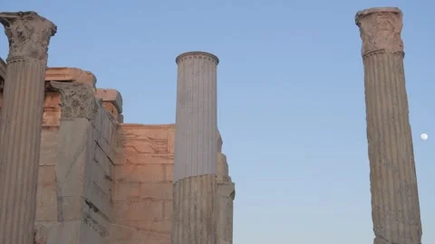 Exploring the Ancient Ruins of Hadrian's Library in Historic Athens, Greece Stock Footage 340911998