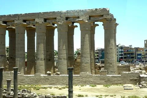 Exploring the Ancient Ruins of Luxor Temple and Its Impressive Colonnade Fr.. Stock Photos