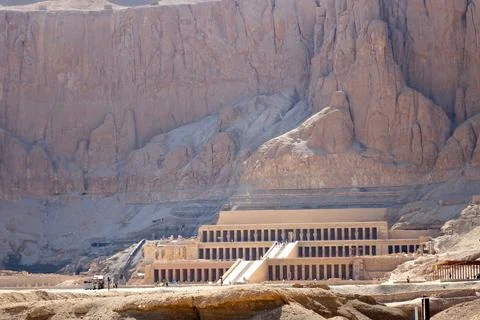 Exploring the Ancient Ruins of the Mortuary Temple of Hatshepsut in the Val.. Stock Photos