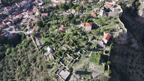 Exploring the ancient ruins of Stari Bar on a sunny day in Montenegro surrounded Stock Footage 287798484