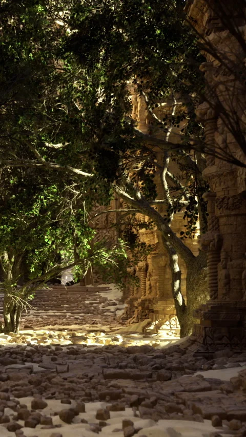 Exploring ancient ruins surrounded by trees in a natural setting during the day Stock Footage 331748754