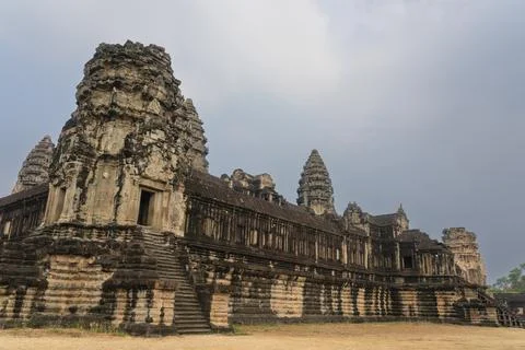 Exploring the ancient stone structure of Angkor Wat in Siem Reap, Cambodia Stock Photos