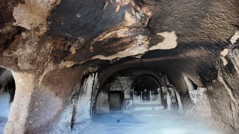 Exploring the ancient Vardzia cave monastery in Georgia Stock Footage 337913104