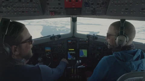 Exploring Antarctic Sea Ice from the Cabin of a Research Airplane Stock Footage 288240364