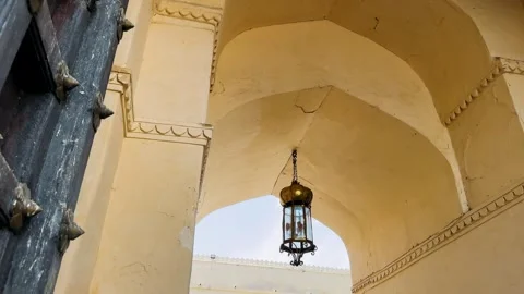 Exploring the Architectural Beauty of a Historic Gateway, Showcasing Intricate A Video stock 336364439