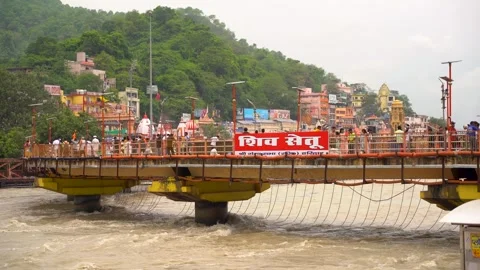 Exploring the Architecture of Shiv Setu Bridge, Haridwar Stock Footage 315288416