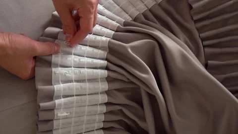 Exploring the Art of Sewing Techniques Pleating Fabric with Care and Precision Stock Footage 310248939