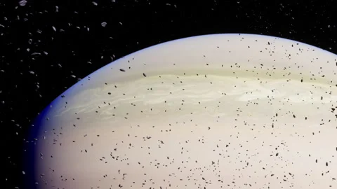 Exploring the asteroid belt near a distant planet in outer space Stock Footage 344890641