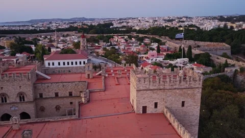 Exploring the beautiful aerial view of Rhodes, Greece from a drone Stock Footage 318016053