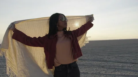 Exploring beautiful salt flats during an amazing road trip adventure Stock Footage 312658369