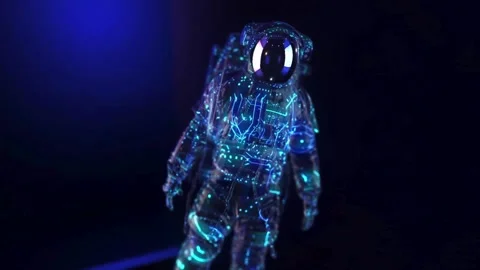 Exploring the Boundless Cosmos A Visionary Astronaut in a Cutting-Edge Space Stock Footage 267081047