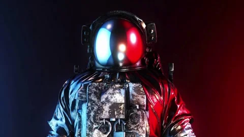 Exploring the Boundless Cosmos A Visionary Astronaut in a Cutting-Edge Space Stock Footage 267081159