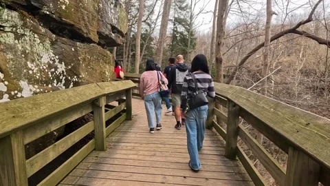 Exploring Brandywine Falls in Cuyahoga Valley National Park during a beauti.. Stock Footage 312573122