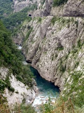 Exploring the Breathtaking Moraca River Canyon in Montenegro During an Adve.. Stock Photos