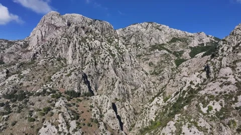 Exploring the breathtaking mountain landscape above Kotor, showcasing stunning Stock Footage 287757280