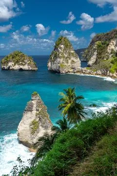 Exploring the Breathtaking Views of Diamond Beach in Nusa Penida, Bali During Stock Photos