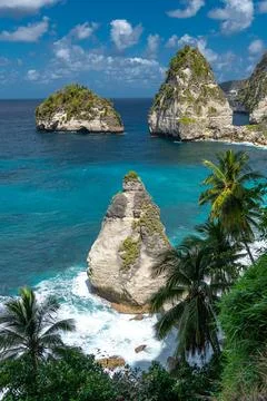 Exploring the Breathtaking Views of Diamond Beach in Nusa Penida, Bali During Stock Photos