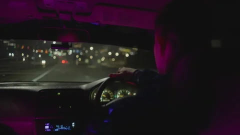 Exploring bustling metropolis illuminated by colorful neon lights, Nighttime Stock Footage 324956836
